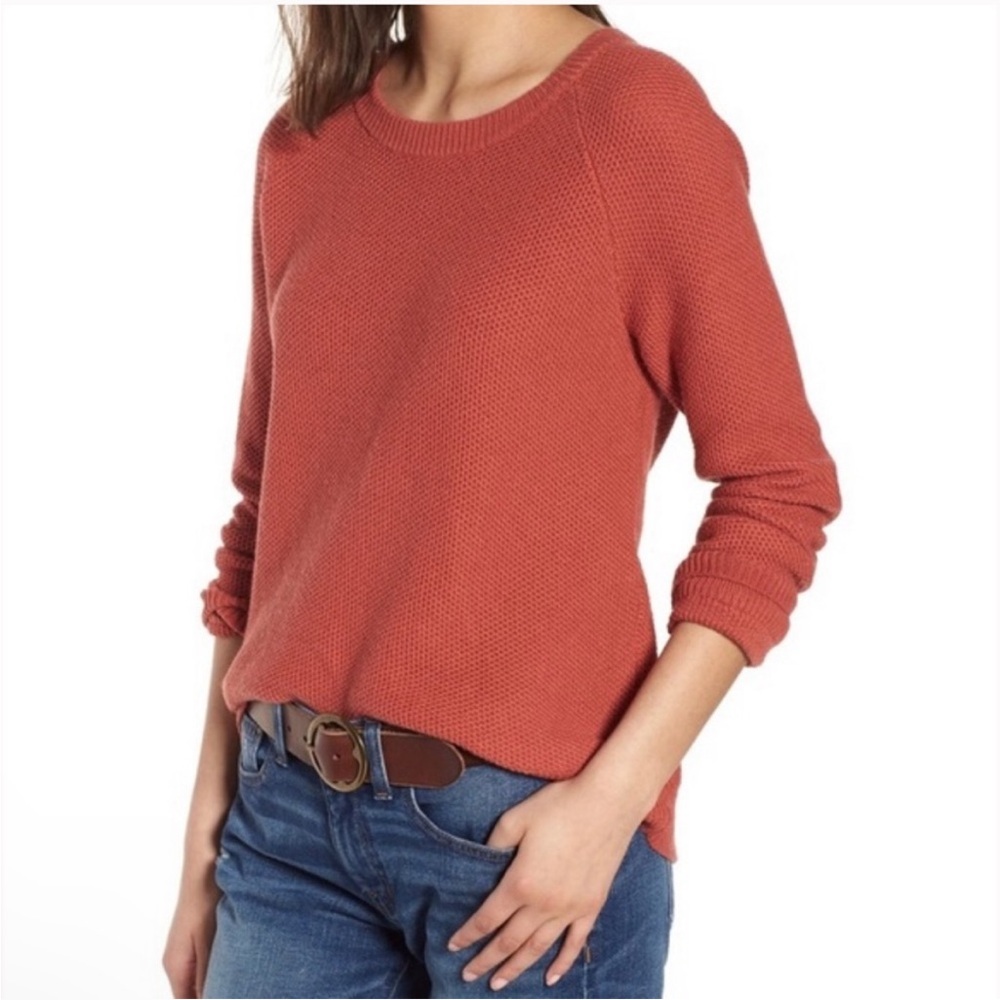 Madewell Province Cross-Back Pullover Sweater Burnt Orange
